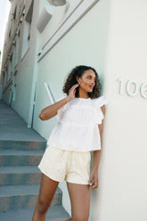 Elaine Ruffle Top - Off White